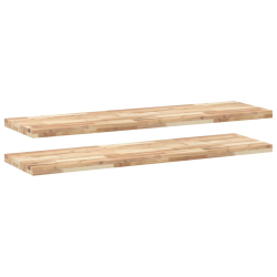 Półki ścienne, 2 szt., 140x40x4 cm, surowe lite drewno akacjowe