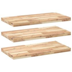 Półki ścienne, 3 szt., 100x40x4 cm, surowe lite drewno akacjowe