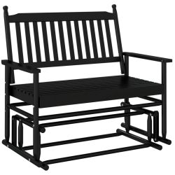 Ławka bujana, czarna, 118x70x104,5 cm, lite drewno topolowe