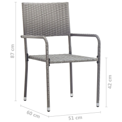 Krzesła ogrodowe, 4 szt., sztaplowane, szare, polirattan