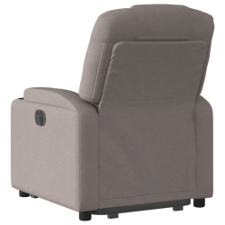 Podnoszony fotel rozkładany, elektryczny, kolor taupe, tkanina