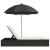 Podwójna leżanka z poduszkami i parasolem, czarna, polirattan