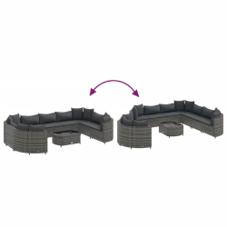 10-cz. zestaw wypoczynkowy do ogrodu, z poduszkami, szary