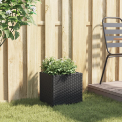 Donica ogrodowa, czarna, 36x30x32 cm, rattan PE