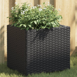 Donica ogrodowa, czarna, 36x30x32 cm, rattan PE
