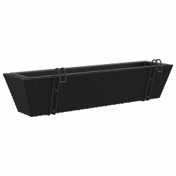 Donice z haczykami, 2 szt., czarne, polirattan