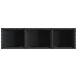 Donica ogrodowa z kółkami i 3 wkładami, czarna, 107x32x38 cm