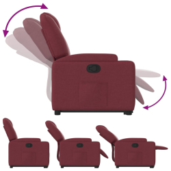 Podnoszony fotel rozkładany, winna czerwień, obity tkaniną