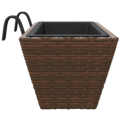 Donice z haczykami, 2 szt., brązowe, polirattan