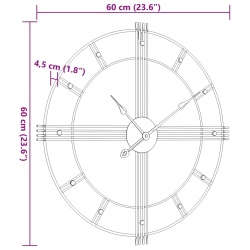 Zegar ścienny, czarny, Ø60 cm, żelazo