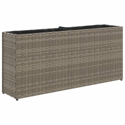 Donica ogrodowa z 2 wkładami, szara, 90x20x40 cm, rattan PE