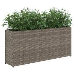Donica ogrodowa z 2 wkładami, szara, 90x20x40 cm, rattan PE