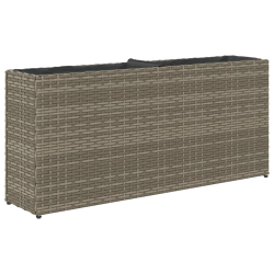 Donica ogrodowa z 2 wkładami, szara, 90x20x40 cm, rattan PE