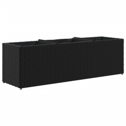 Donica ogrodowa z 3 wkładami, czarna, 105x30x32 cm, rattan PE
