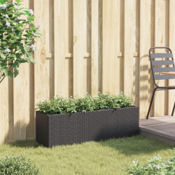 Donica ogrodowa z 3 wkładami, czarna, 105x30x32 cm, rattan PE