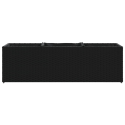 Donica ogrodowa z 3 wkładami, czarna, 105x30x32 cm, rattan PE