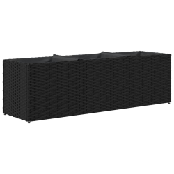 Donica ogrodowa z 3 wkładami, czarna, 105x30x32 cm, rattan PE
