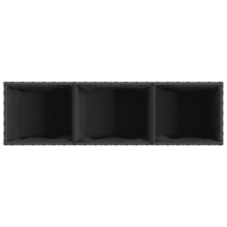 Donica ogrodowa z 3 wkładami, czarna, 105x30x32 cm, rattan PE