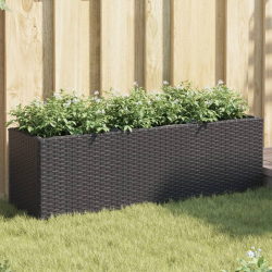 Donica ogrodowa z 3 wkładami, czarna, 105x30x32 cm, rattan PE