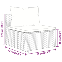 3-częściowa sofa do ogrodu, z poduszkami, szara, polirattanowa