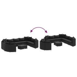 10-cz. zestaw wypoczynkowy do ogrodu, z poduszkami, czarny