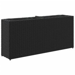 Donica ogrodowa z 2 wkładami, czarna, 90x20x40 cm, polirattan