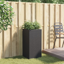Donica ogrodowa, czarna, 40x40x80 cm, rattan PE
