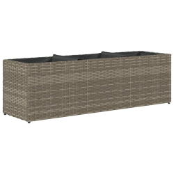 Donica ogrodowa z 3 wkładami, szara, 105x30x32 cm, rattan PE