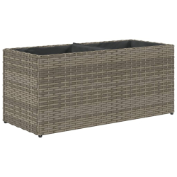 Donica ogrodowa z 2 wkładami, szara, 72x30x32 cm, rattan PE