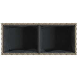 Donica ogrodowa z 2 wkładami, szara, 72x30x32 cm, rattan PE