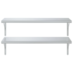 Półki ścienne, 2 szt., 100x40 cm, srebrna stal nierdzewna