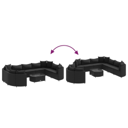 10-cz. zestaw wypoczynkowy do ogrodu, z poduszkami, czarny