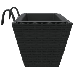 Donice z haczykami, 2 szt., czarne, polirattan