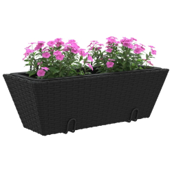 Donice z haczykami, 2 szt., czarne, polirattan