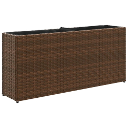 Donica ogrodowa z 2 wkładami, brązowa, 90x20x40 cm, rattan PE