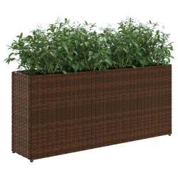 Donica ogrodowa z 2 wkładami, brązowa, 90x20x40 cm, rattan PE