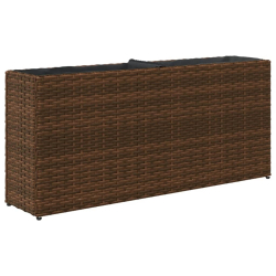 Donica ogrodowa z 2 wkładami, brązowa, 90x20x40 cm, rattan PE