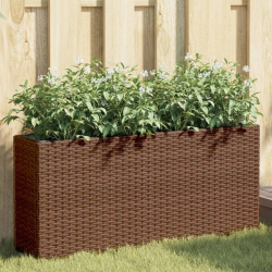 Donica ogrodowa z 2 wkładami, brązowa, 90x20x40 cm, rattan PE