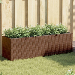 Donica ogrodowa z 3 wkładami, brązowa, 105x30x32 cm