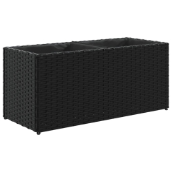 Donica ogrodowa z 2 wkładami, czarna, 72x30x32 cm, rattan PE