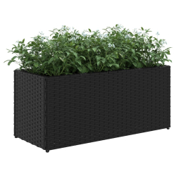 Donica ogrodowa z 2 wkładami, czarna, 72x30x32 cm, rattan PE