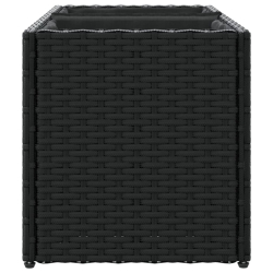 Donica ogrodowa z 2 wkładami, czarna, 72x30x32 cm, rattan PE