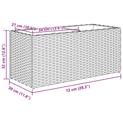 Donica ogrodowa z 2 wkładami, czarna, 72x30x32 cm, rattan PE