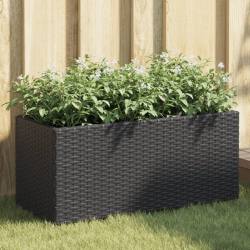 Donica ogrodowa z 2 wkładami, czarna, 72x30x32 cm, rattan PE