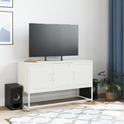 Szafka pod telewizor, biała, 100,5x39x60,5 cm, stalowa