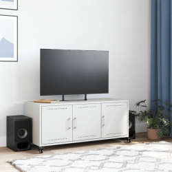 Szafka RTV, biała, 100,5x39x43,5 cm, stal walcowana na zimno