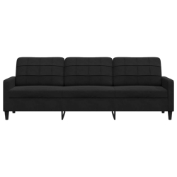 Sofa 3-osobowa, czarny, 210 cm, obita aksamitem