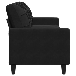 Sofa 3-osobowa, czarny, 210 cm, obita aksamitem