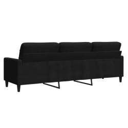 Sofa 3-osobowa, czarny, 210 cm, obita aksamitem