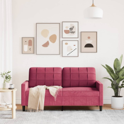 Sofa 2-osobowa, winna czerwień, 140 cm, tapicerowana aksamitem